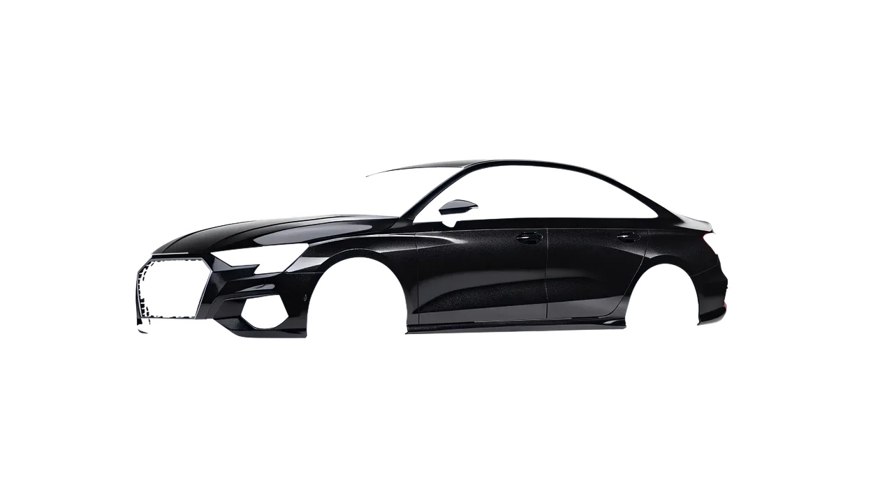 Audi A3 Limousine 2021 wrapped in Mystery Black (Avery Dennison SW900-184-M), front three-quarter view