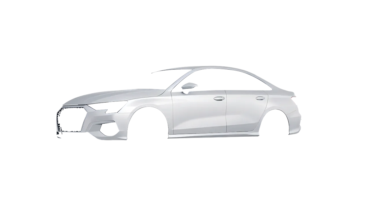 Audi A3 Limousine 2021 wrapped in Matte Silver (3M M21), front three-quarter view