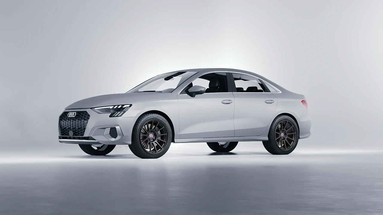 Audi A3 Limousine 2021 on HRE Performance Wheels 313-GT forged wheels, front three-quarter view