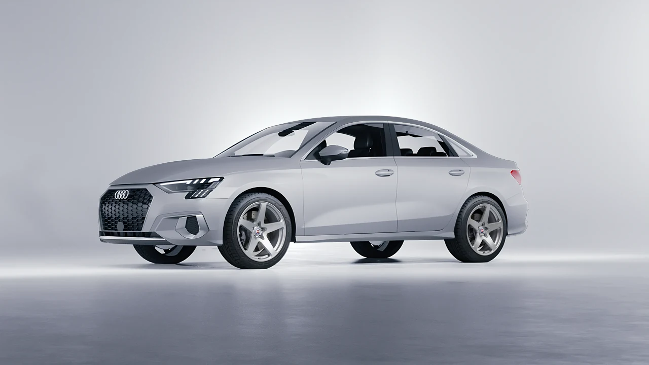 Audi A3 Limousine 2021 on HRE Performance Wheels 527M forged wheels, front three-quarter view