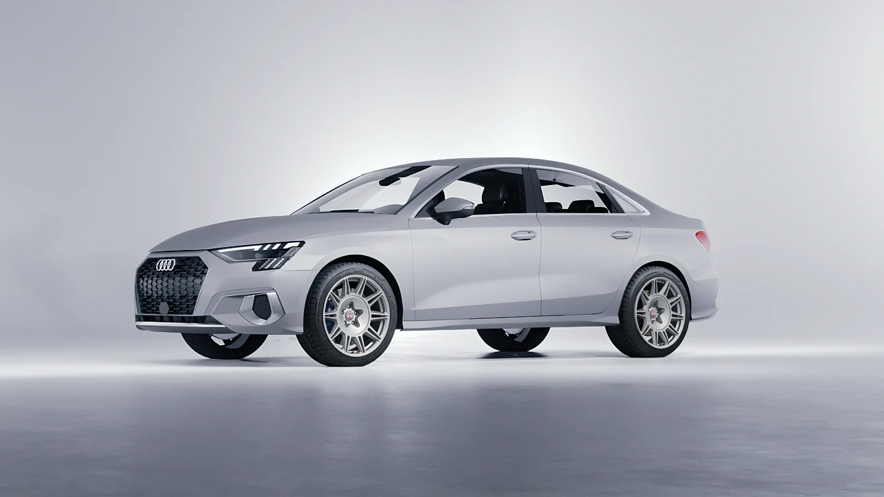 Audi A3 Limousine 2021 on HRE Performance Wheels 528M forged wheels, front three-quarter view