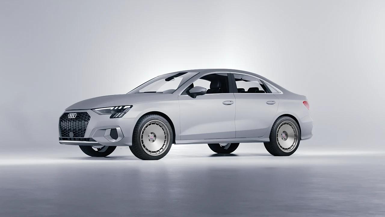 Audi A3 Limousine 2021 on HRE Performance Wheels 935 forged wheels, front three-quarter view