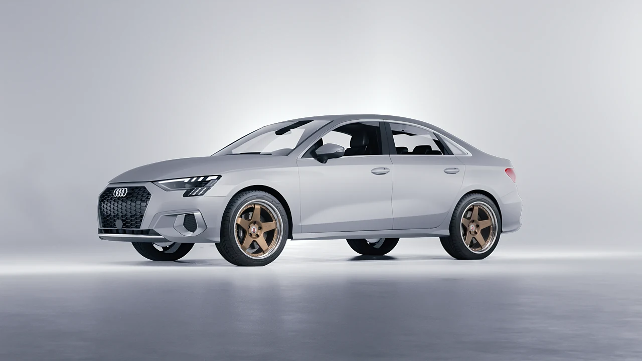 Audi A3 Limousine 2021 on HRE Performance Wheels C105 forged wheels, front three-quarter view