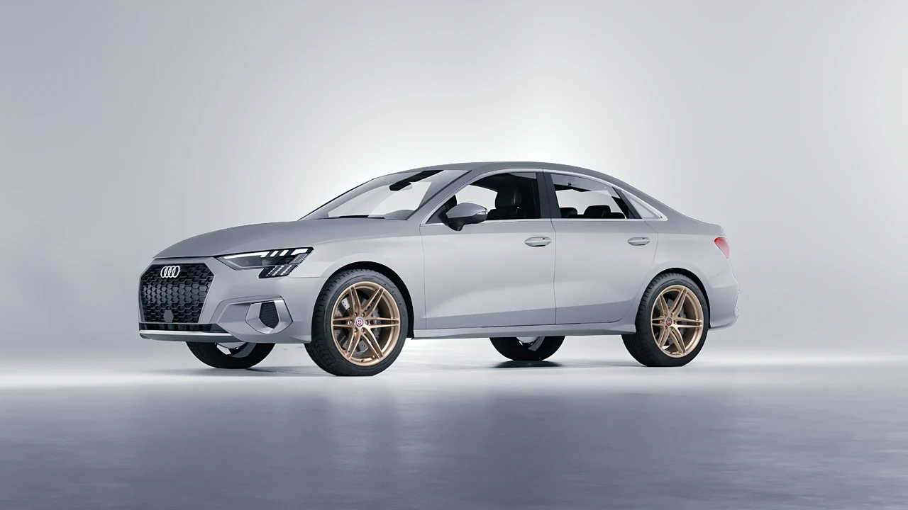 Audi A3 Limousine 2021 on HRE Performance Wheels P106 forged wheels, front three-quarter view