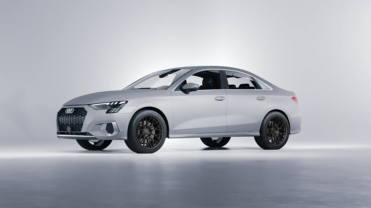 Audi A3 Limousine 2021 on HRE Performance Wheels RC100 forged wheels, front three-quarter view