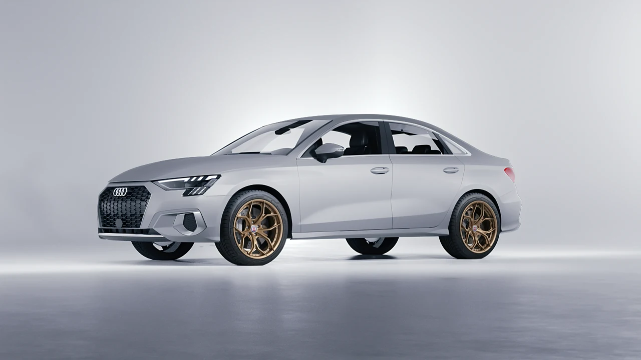 Audi A3 Limousine 2021 on HRE Performance Wheels S111SC forged wheels, front three-quarter view