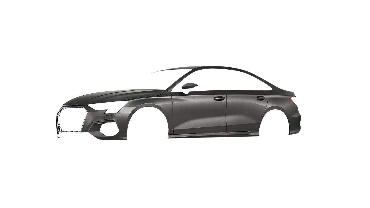 Audi A3 Limousine 2021 wrapped in Black Rock Grey (Avery Dennison SW900-823-M), front three-quarter view