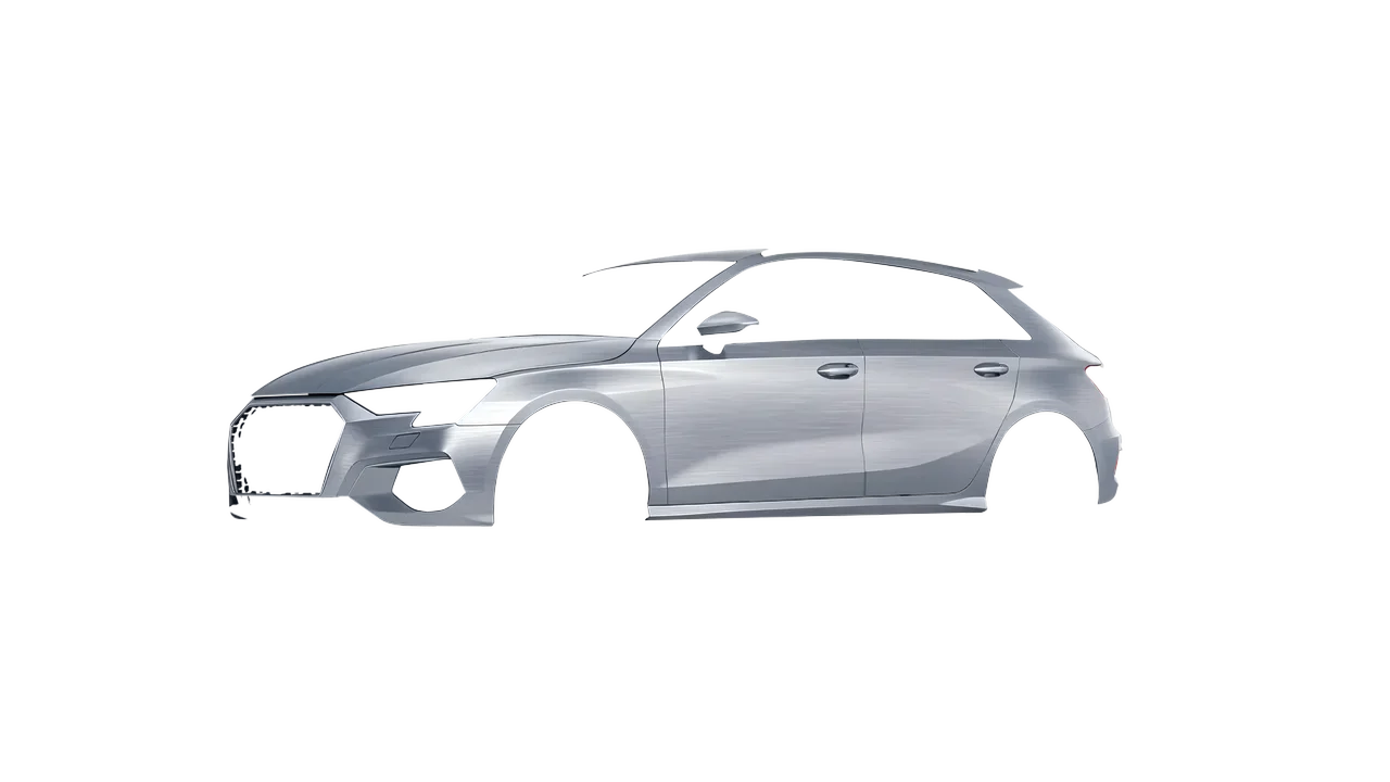 Audi A3 Sportback 2021 wrapped in Brushed Aluminum (Avery Dennison SW900-812-X), front three-quarter view