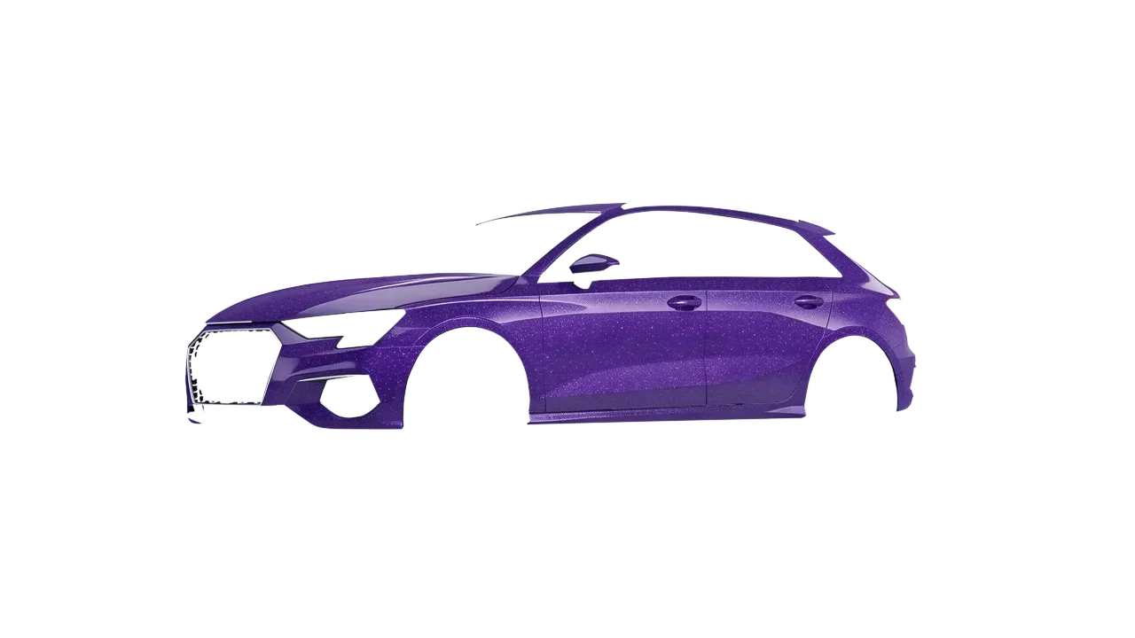 Audi A3 Sportback 2021 wrapped in Purple (Avery Dennison SW900-587-D), front three-quarter view
