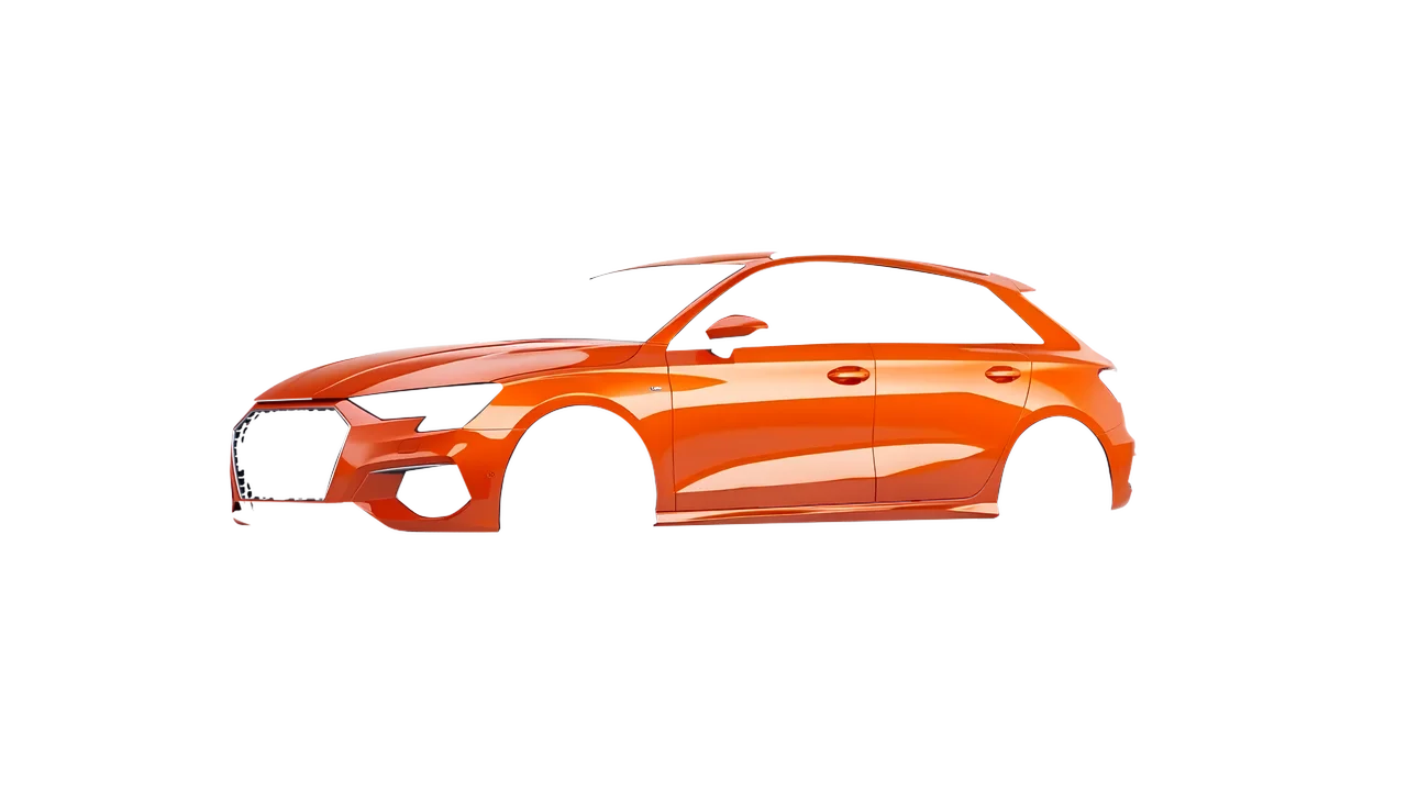 Audi A3 Sportback 2021 wrapped in Fiery Orange (3M G364), front three-quarter view