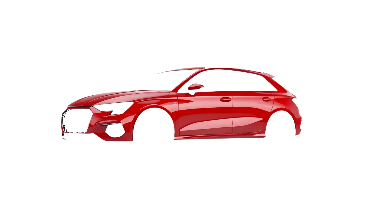 Audi A3 Sportback 2021 wrapped in Hot Rod Red (3M G13), front three-quarter view