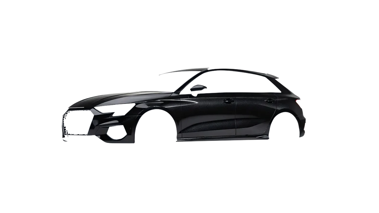 Audi A3 Sportback 2021 wrapped in Mystery Black (Avery Dennison SW900-184-M), front three-quarter view