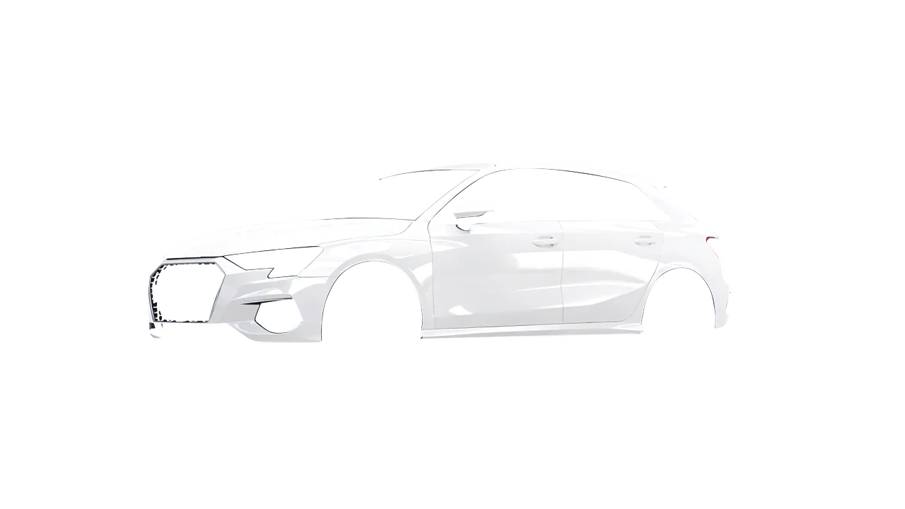 Audi A3 Sportback 2021 wrapped in Gloss White (3M G10), front three-quarter view