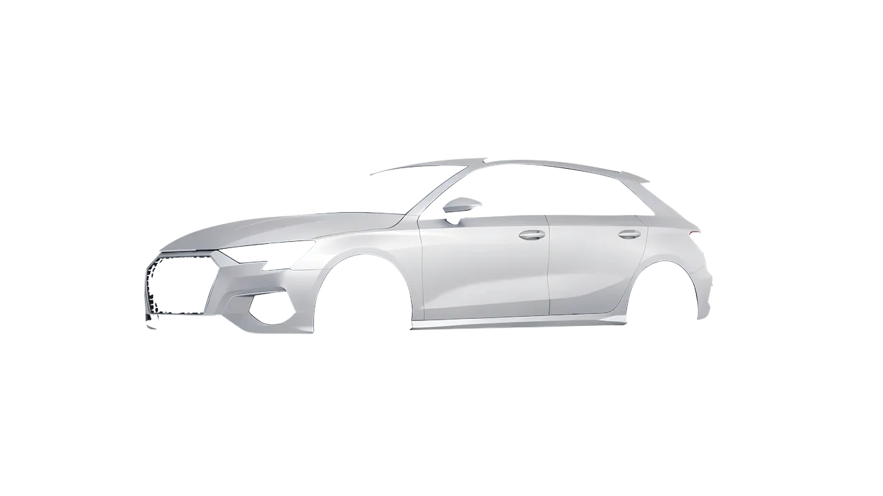 Audi A3 Sportback 2021 wrapped in Matte Silver (3M M21), front three-quarter view