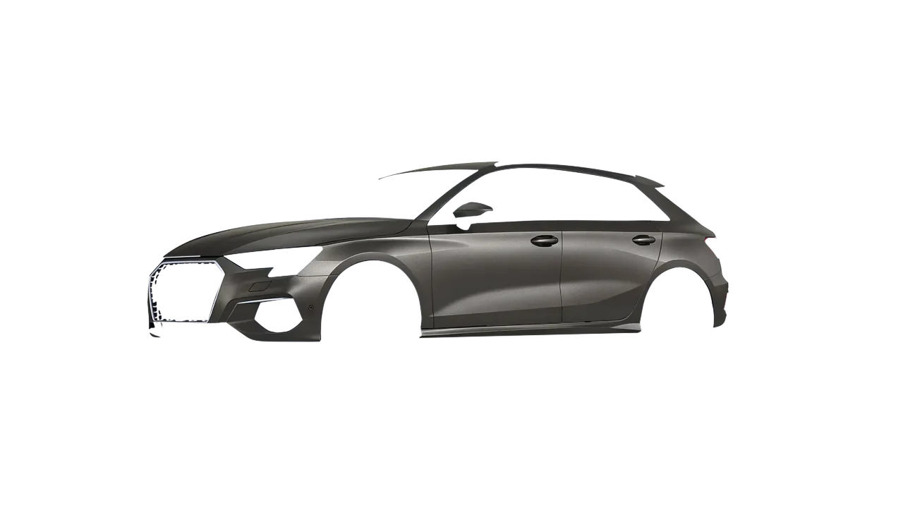 Audi A3 Sportback 2021 wrapped in Black Rock Grey (Avery Dennison SW900-823-M), front three-quarter view