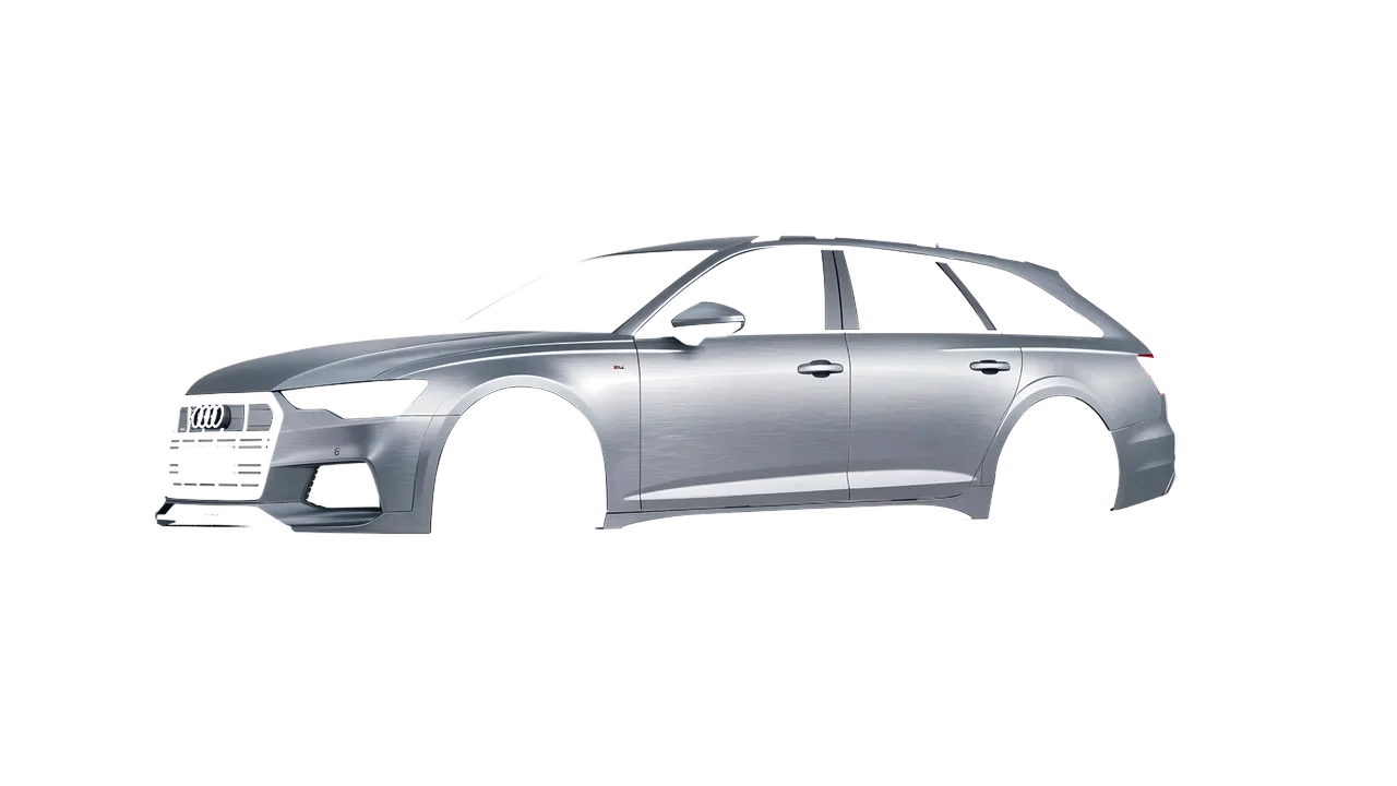 Audi A6 Allroad Quattro 2021 wrapped in Brushed Aluminum (Avery Dennison SW900-812-X), front three-quarter view