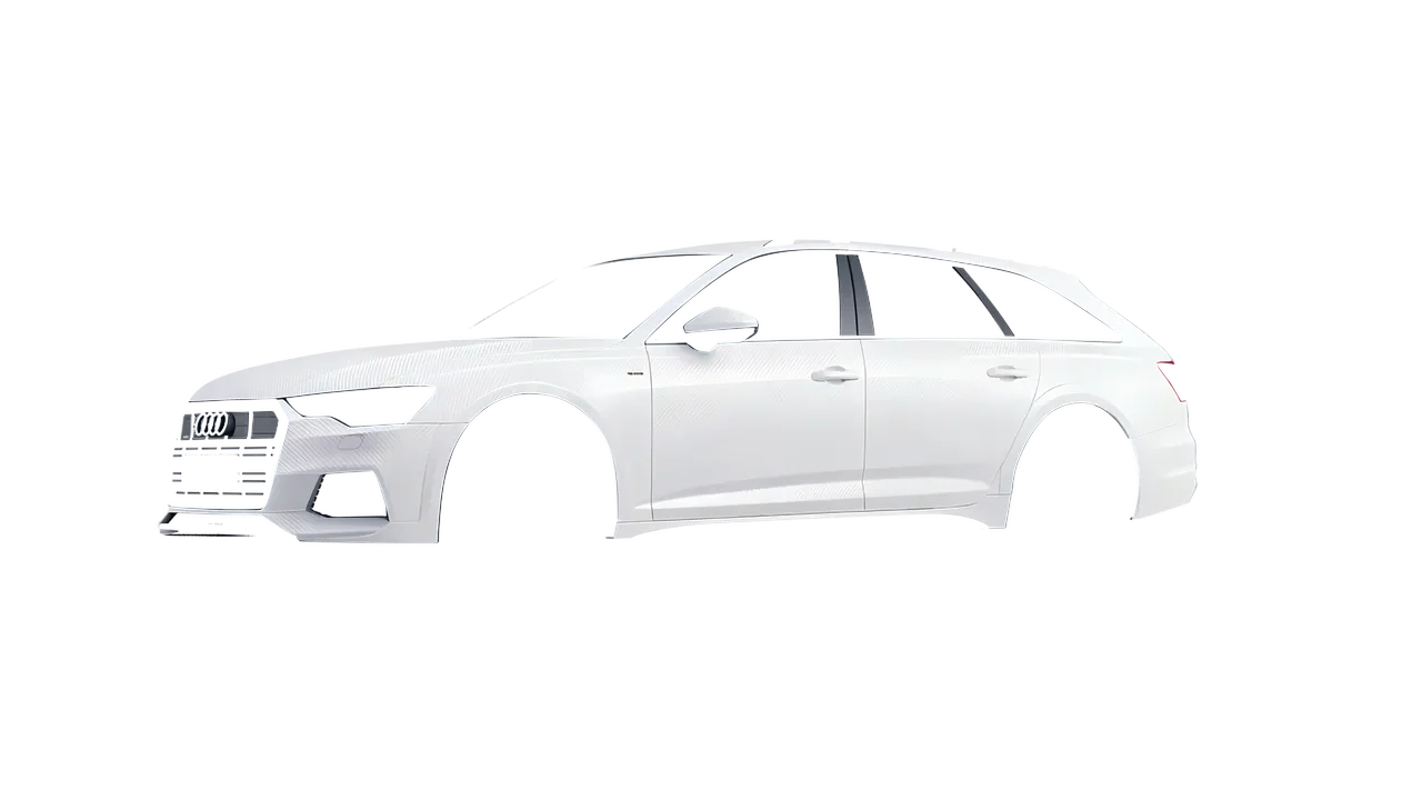 Audi A6 Allroad Quattro 2021 wrapped in Carbon Fiber White (Avery Dennison SW900-115-X), front three-quarter view