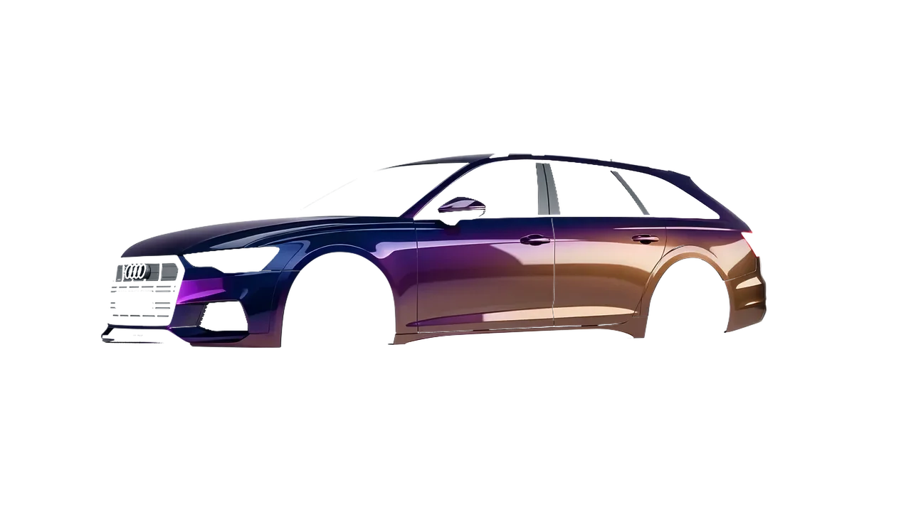 Audi A6 Allroad Quattro 2021 wrapped in Gloss Flip Deep Space (3M GP278), front three-quarter view