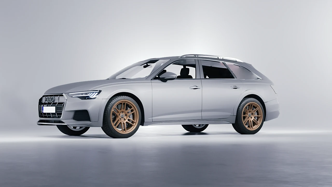 Audi A6 Allroad Quattro 2021 on HRE Performance Wheels 312-GTS forged wheels, front three-quarter view