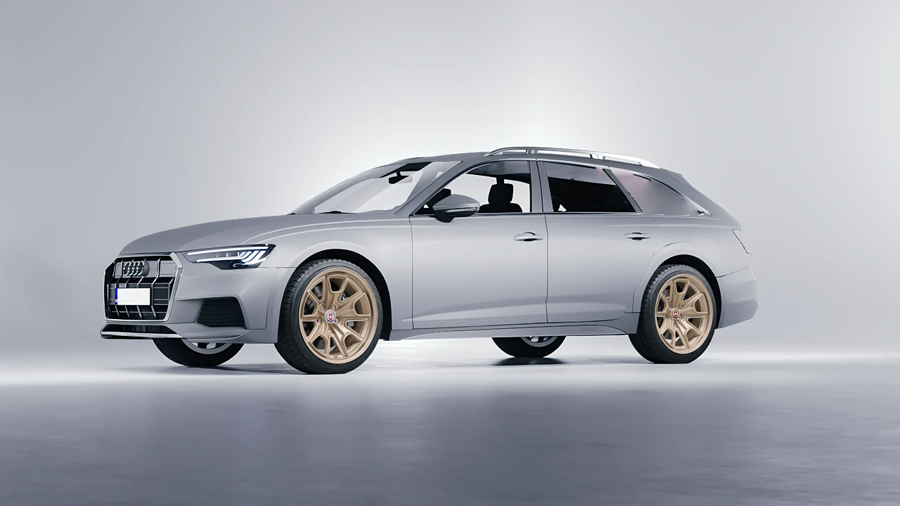 Audi A6 Allroad Quattro 2021 on HRE Performance Wheels 427M forged wheels, front three-quarter view