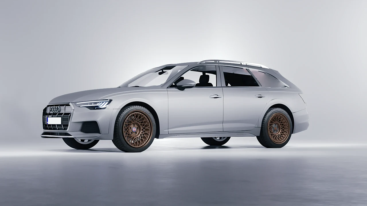 Audi A6 Allroad Quattro 2021 on HRE Performance Wheels 501-GTM forged wheels, front three-quarter view