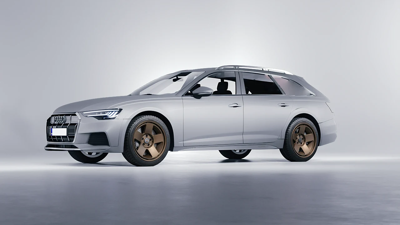 Audi A6 Allroad Quattro 2021 on HRE Performance Wheels 555-GTM forged wheels, front three-quarter view