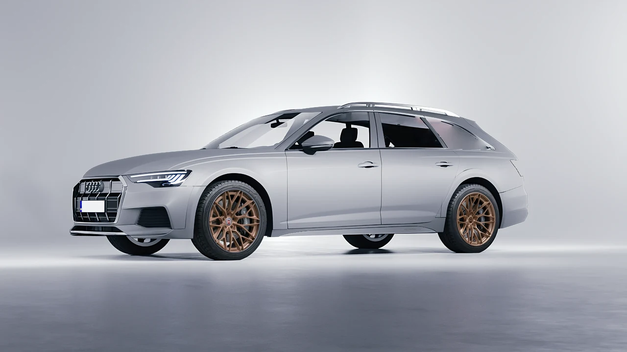 Audi A6 Allroad Quattro 2021 on HRE Performance Wheels S200H forged wheels, front three-quarter view