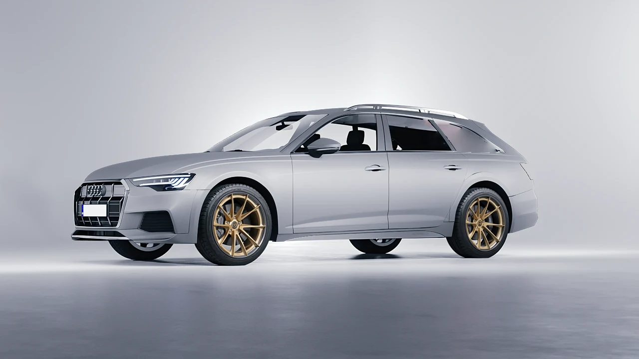 Audi A6 Allroad Quattro 2021 on HRE Performance Wheels S204H forged wheels, front three-quarter view