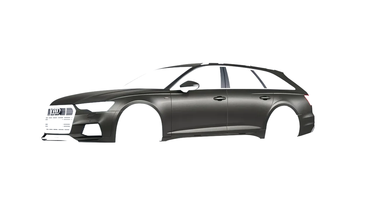 Audi A6 Allroad Quattro 2021 wrapped in Black Rock Grey (Avery Dennison SW900-823-M), front three-quarter view