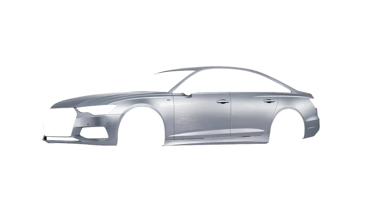 Audi A6 Limousine 2021 wrapped in Brushed Aluminum (Avery Dennison SW900-812-X), front three-quarter view