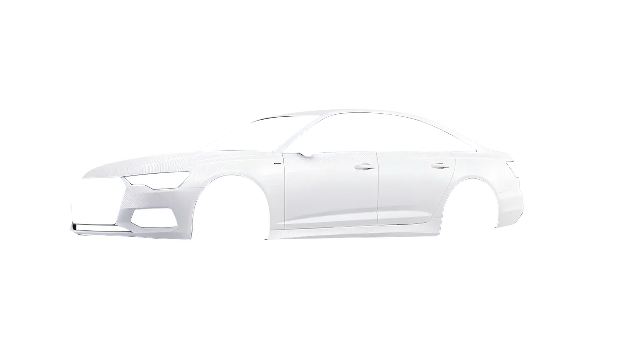 Audi A6 Limousine 2021 wrapped in Carbon Fiber White (Avery Dennison SW900-115-X), front three-quarter view