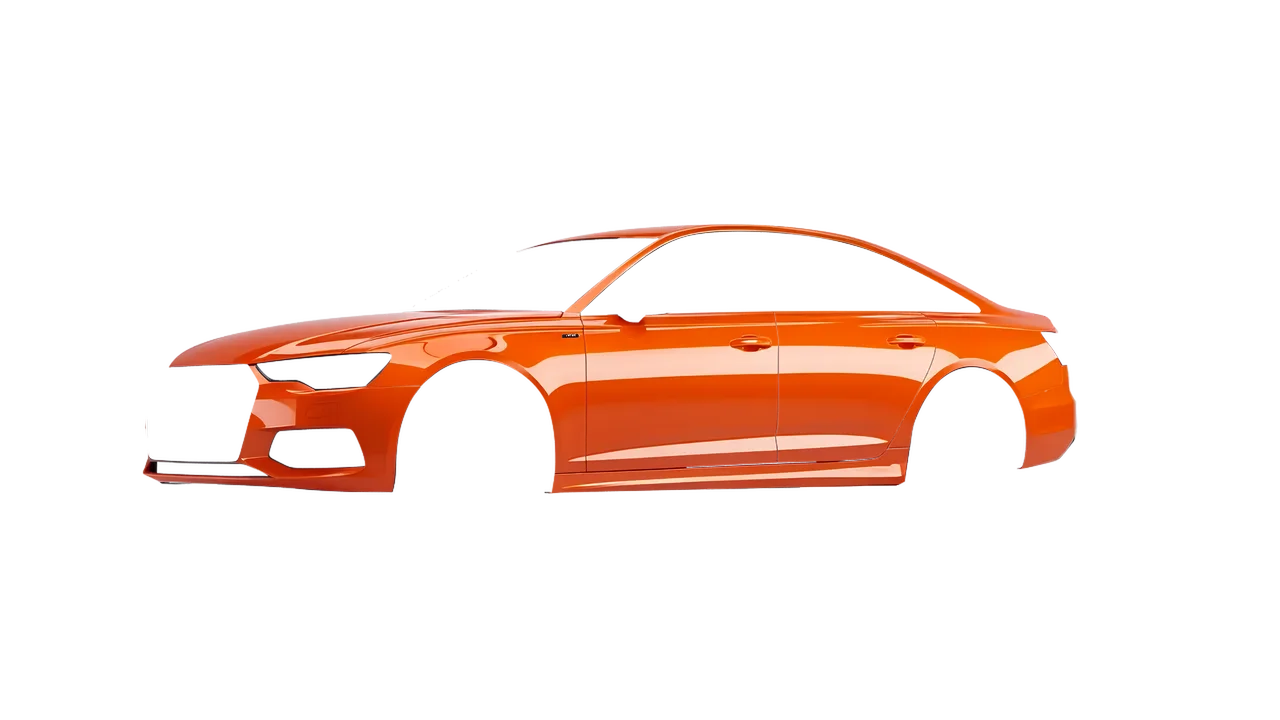 Audi A6 Limousine 2021 wrapped in Fiery Orange (3M G364), front three-quarter view