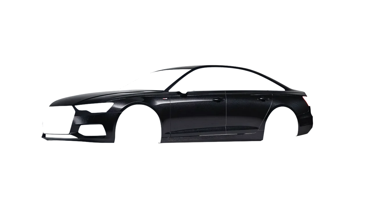 Audi A6 Limousine 2021 wrapped in Mystery Black (Avery Dennison SW900-184-M), front three-quarter view