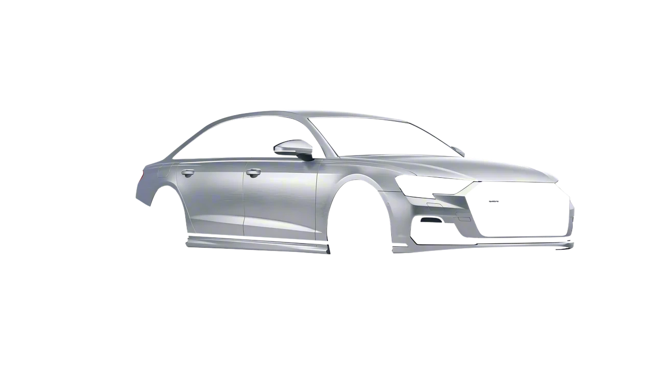 Audi A8 L 2022 wrapped in Brushed Aluminum (Avery Dennison SW900-812-X), front three-quarter view