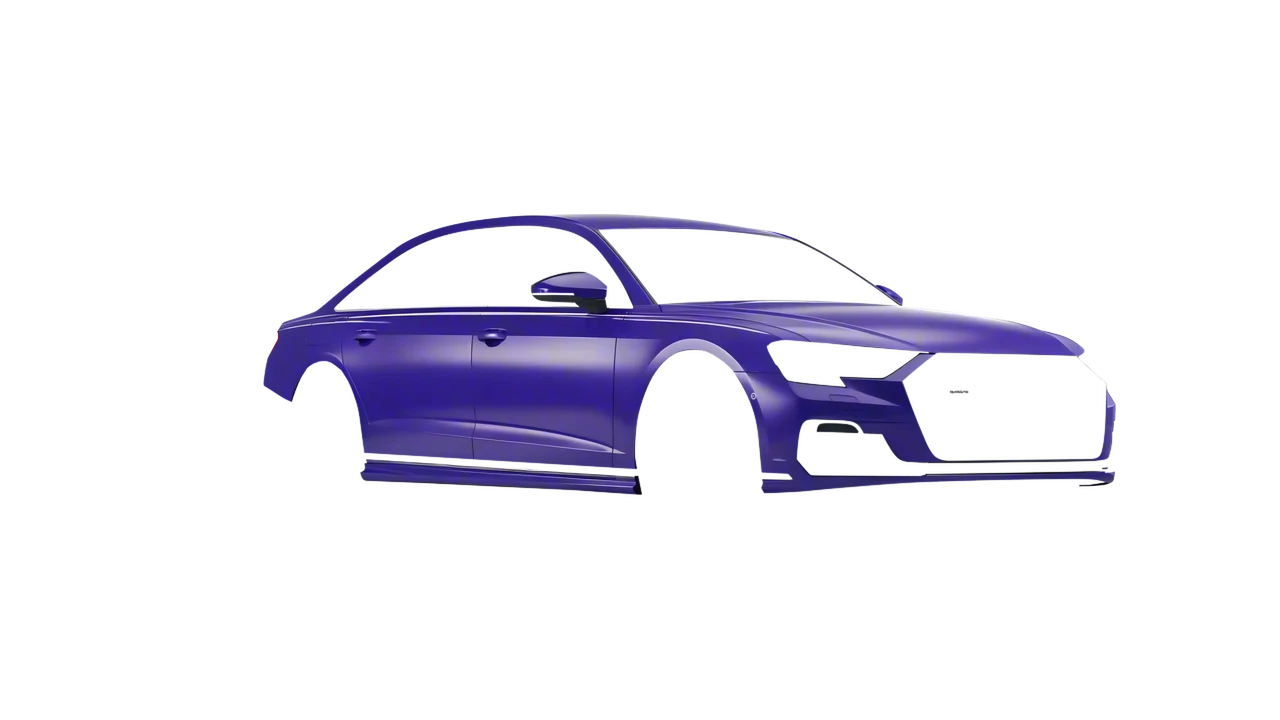Audi A8 L 2022 wrapped in Purple (Avery Dennison SW900-587-D), front three-quarter view