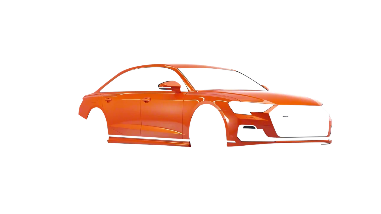 Audi A8 L 2022 wrapped in Fiery Orange (3M G364), front three-quarter view