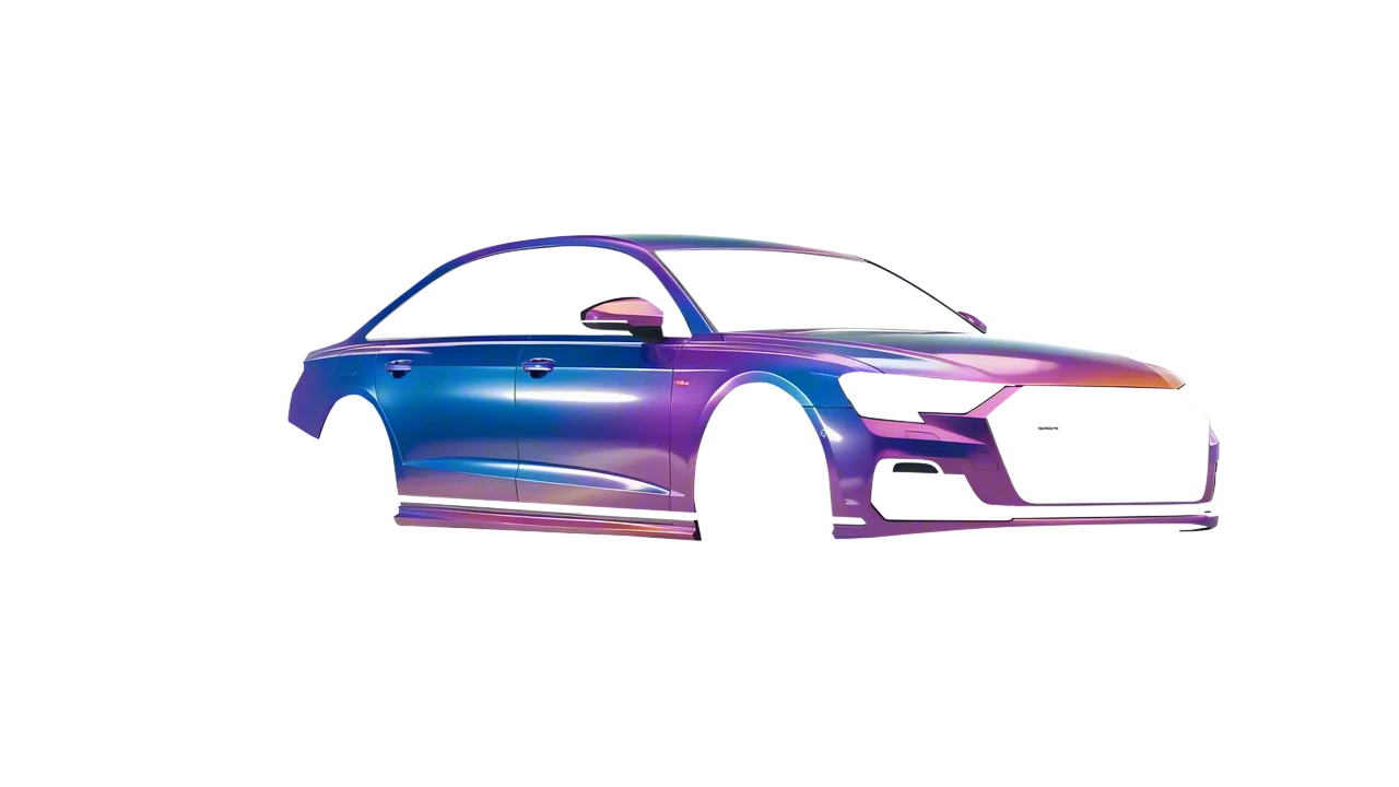Audi A8 L 2022 wrapped in Gloss Flip Deep Space (3M GP278), front three-quarter view