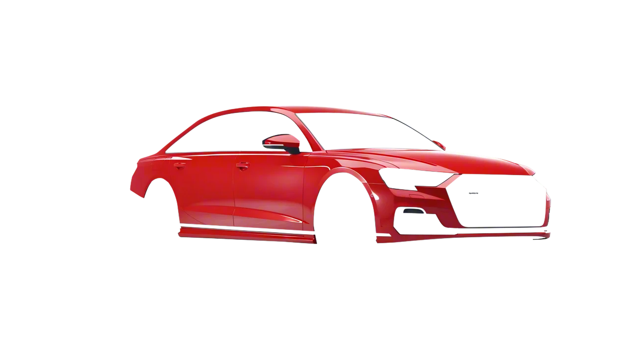 Audi A8 L 2022 wrapped in Hot Rod Red (3M G13), front three-quarter view