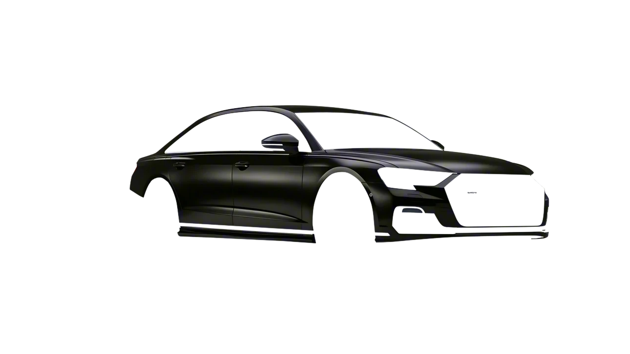 Audi A8 L 2022 wrapped in Mystery Black (Avery Dennison SW900-184-M), front three-quarter view