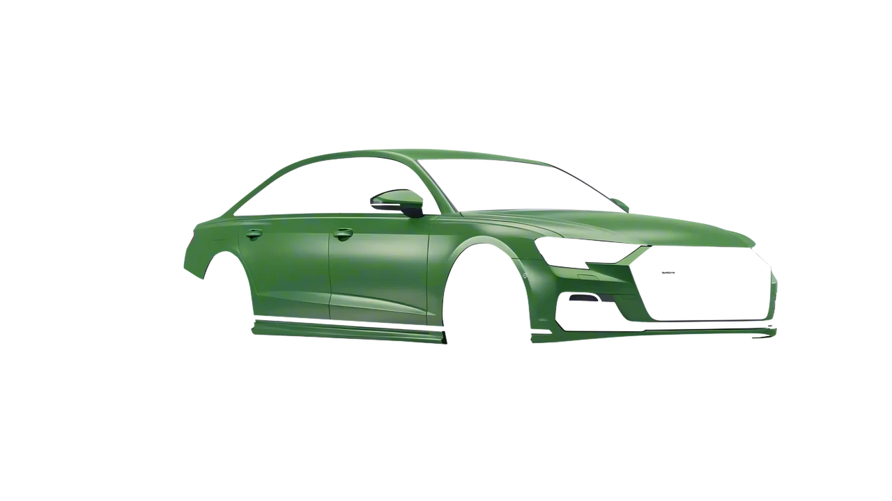 Audi A8 L 2022 wrapped in Apple Green (Avery Dennison SW900-745-M), front three-quarter view