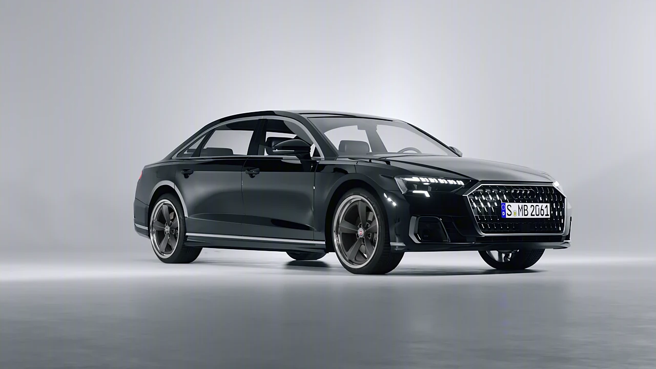 Audi A8 L 2022 on HRE Performance Wheels 105 forged wheels, front three-quarter view