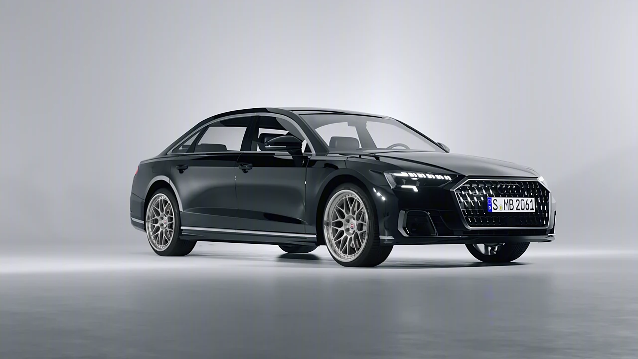 Audi A8 L 2022 on HRE Performance Wheels 300 forged wheels, front three-quarter view