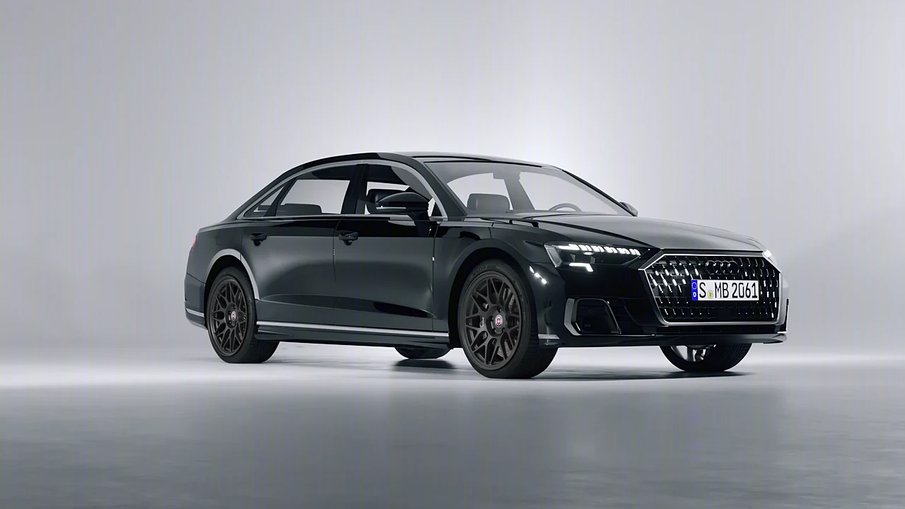 Audi A8 L 2022 on HRE Performance Wheels 300-GT forged wheels, front three-quarter view