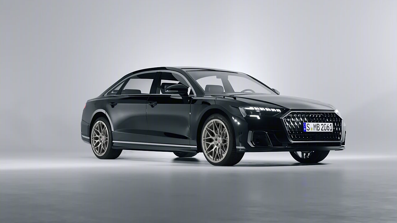 Audi A8 L 2022 on HRE Performance Wheels 300M forged wheels, front three-quarter view