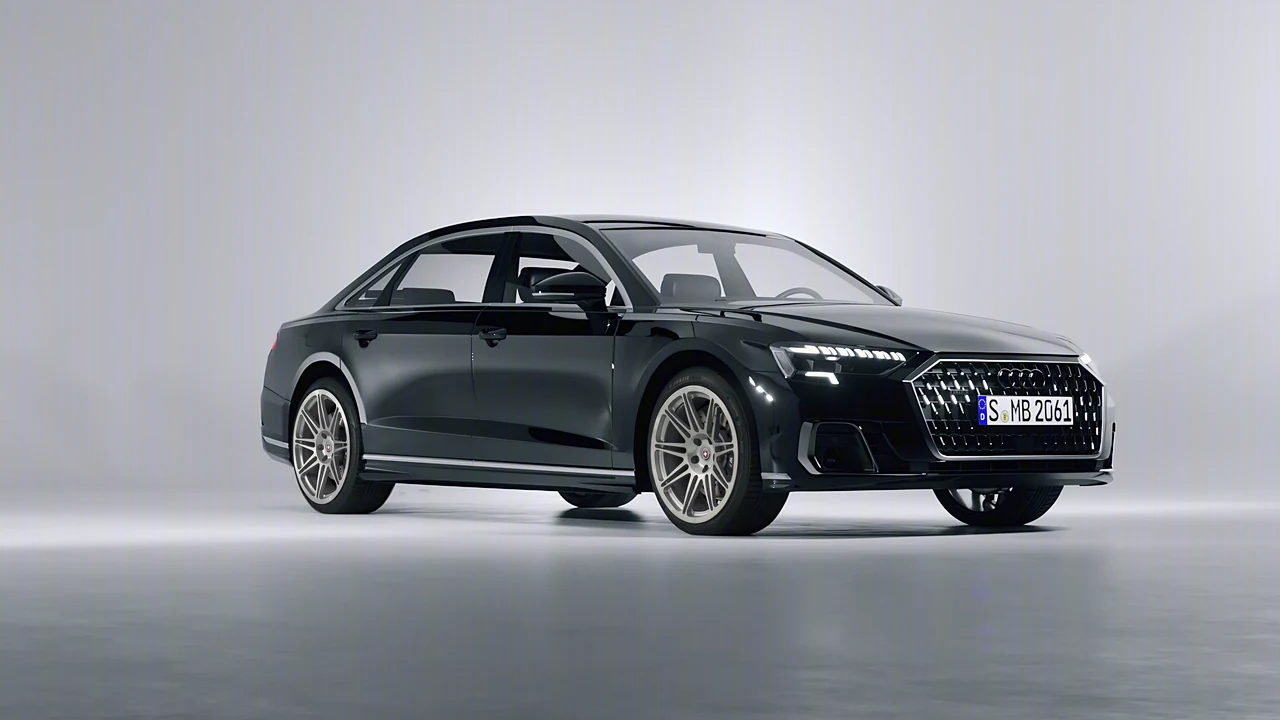 Audi A8 L 2022 on HRE Performance Wheels 301M forged wheels, front three-quarter view