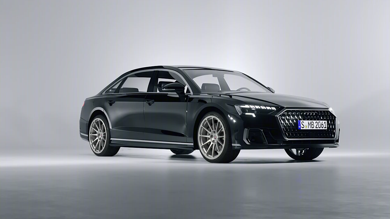 Audi A8 L 2022 on HRE Performance Wheels 303M forged wheels, front three-quarter view
