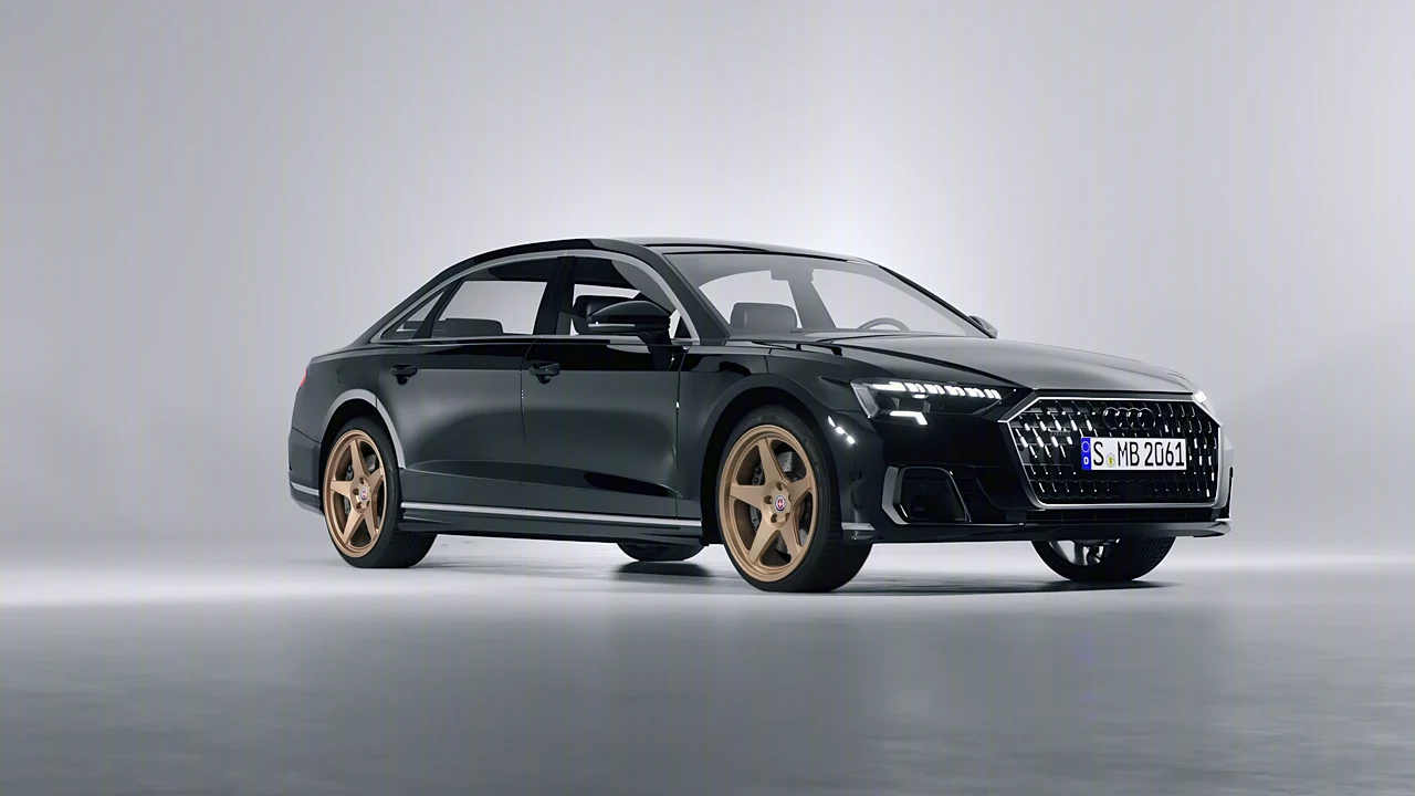 Audi A8 L 2022 on HRE Performance Wheels 305-GTS forged wheels, front three-quarter view