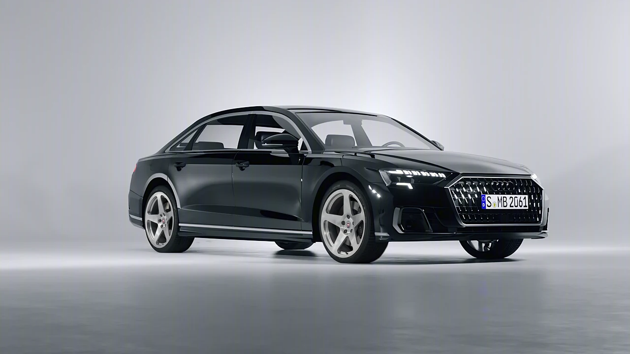 Audi A8 L 2022 on HRE Performance Wheels 305M forged wheels, front three-quarter view