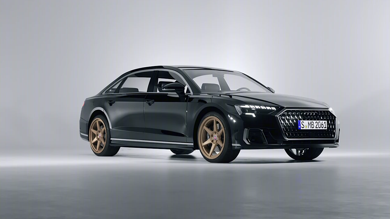 Audi A8 L 2022 on HRE Performance Wheels 306-GTS forged wheels, front three-quarter view