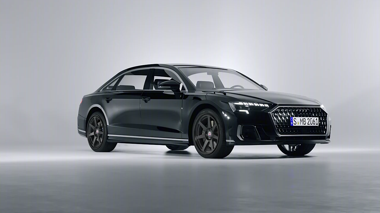 Audi A8 L 2022 on HRE Performance Wheels 307-GT forged wheels, front three-quarter view